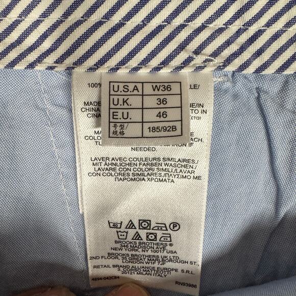 Brooks Brothers 346 Light Blue Chino Shorts Cotton Size 36 Lightweight Chino - Picture 4 of 10